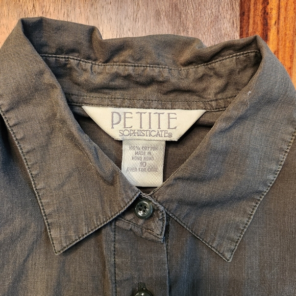 Pretty Petite Sophisticate Size 10 Fitted Button Down Ladies Green Shirt Nice - Picture 5 of 5